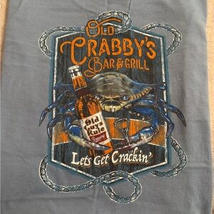 Graphic T-Shirt with Crab and Beer Design